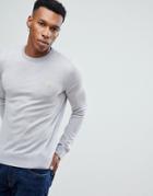 Farah Mullen Slim Fit Merino Sweater In Light Gray - Gray