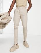Asos Design Tapered Suit Pants In Brown Stripe