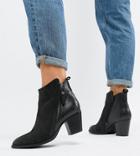 Dune London Wide Fit Pontoon Leather Western Kitten Heel Ankle Boots With Side Zip Detail - Red