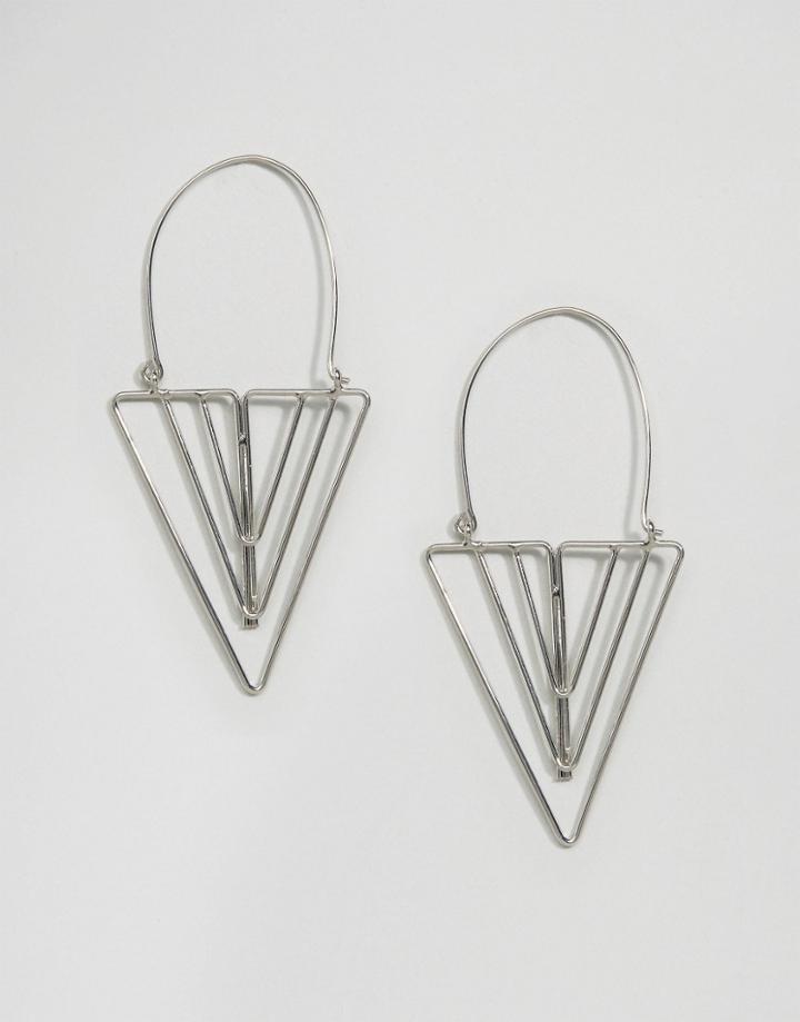 Asos Triangle Hoop Earrings - Silver