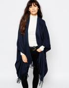 Pieces Oversized Blanket Wrap - Navy