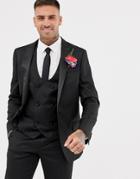 River Island Wedding Classic Skinny Fit Tuxedo Jacket In Black - Black