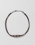 Fossil Leather Necklace In Brown - Brown