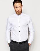 Asos Skinny Shirt With Cutaway Collar And Double Cuff - White