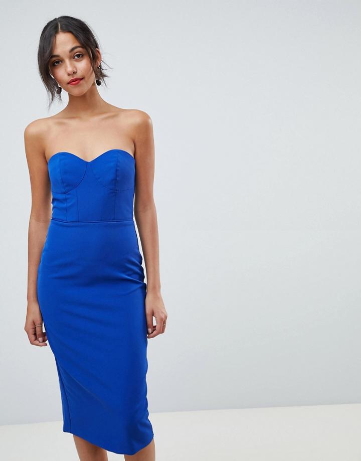 Oasis Halter Neck Tuelle Pencil Dress With Detachable Straps - Blue