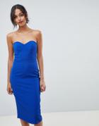 Oasis Halter Neck Tuelle Pencil Dress With Detachable Straps - Blue