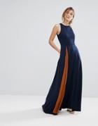 Ted Baker Contrast Pleat Maxi Dress - Navy