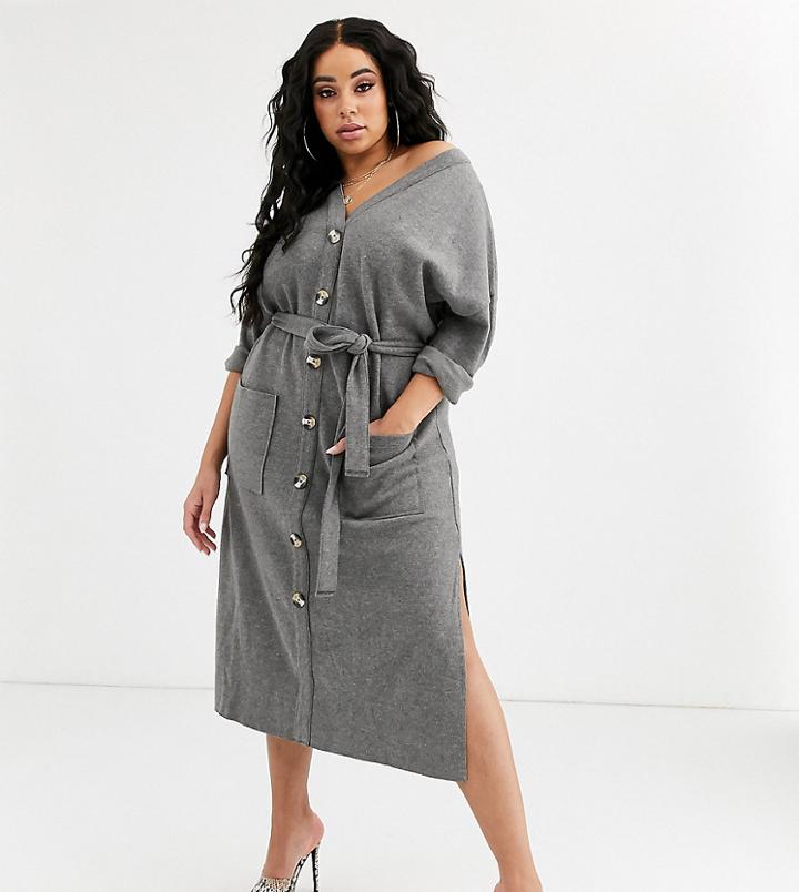 Asos Design Curve Super Soft Belted Midi Dress
