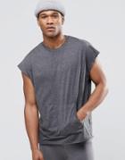 Asos Loungewear Oversized T-shirt With Kangaroo Pocket - Gray
