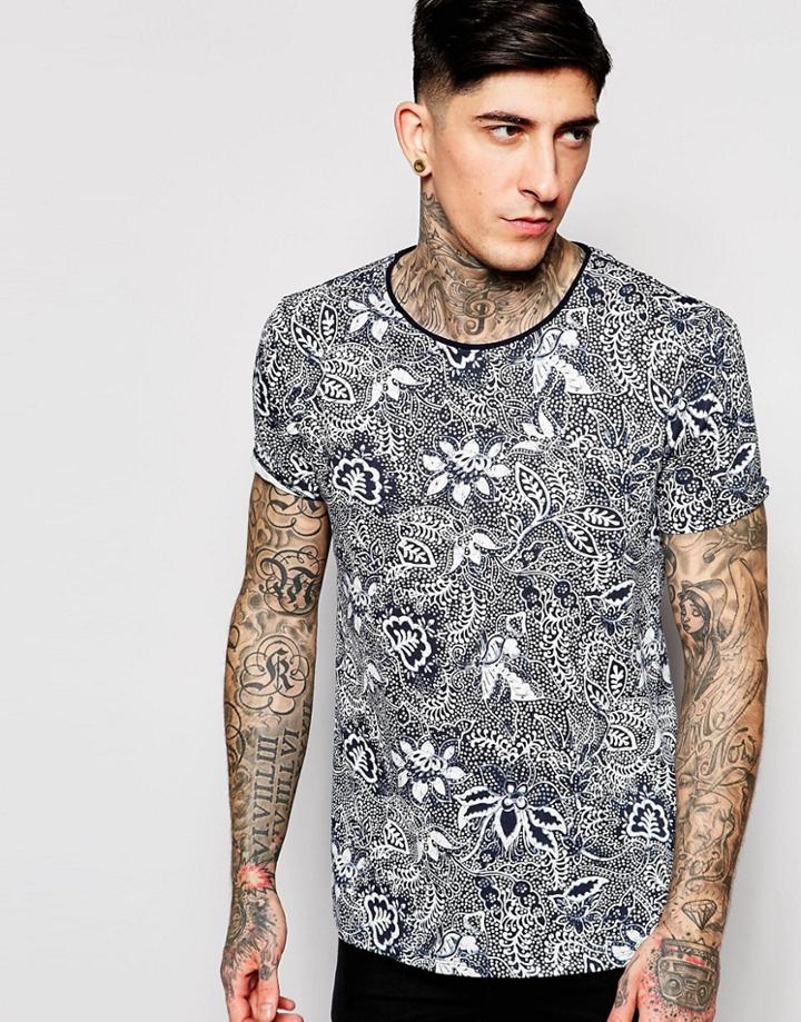 Scotch & Soda T-shirt In Stretch Cotton - Blue
