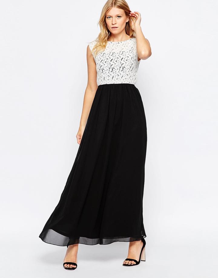 Club L Lace Top Maxi Dress With Chiffon Skirt