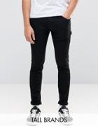 Jack & Jones Tall Intelligence Skinny Jeans In Black - Black