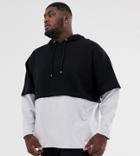 Asos Design Plus Oversized Hoodie With Double Layer Sleeve And Hem In Black