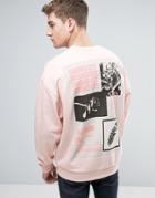Asos Oversized Sweatshirt With Back Print - Pink