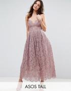 Asos Tall Lace Cami Midi Prom Dress - Purple