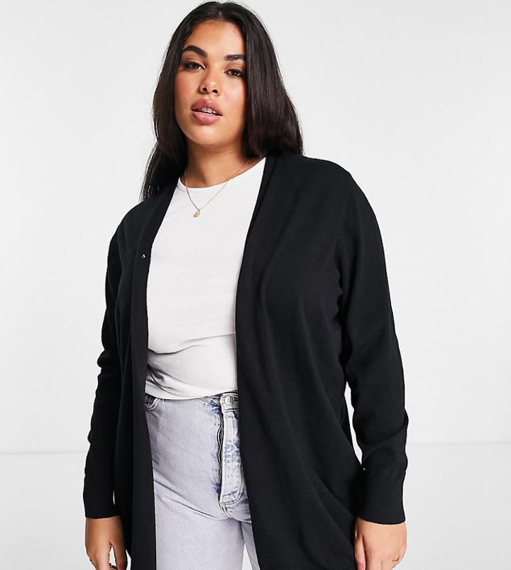 Asos Design Curve Fine Knit Cardigan In Black