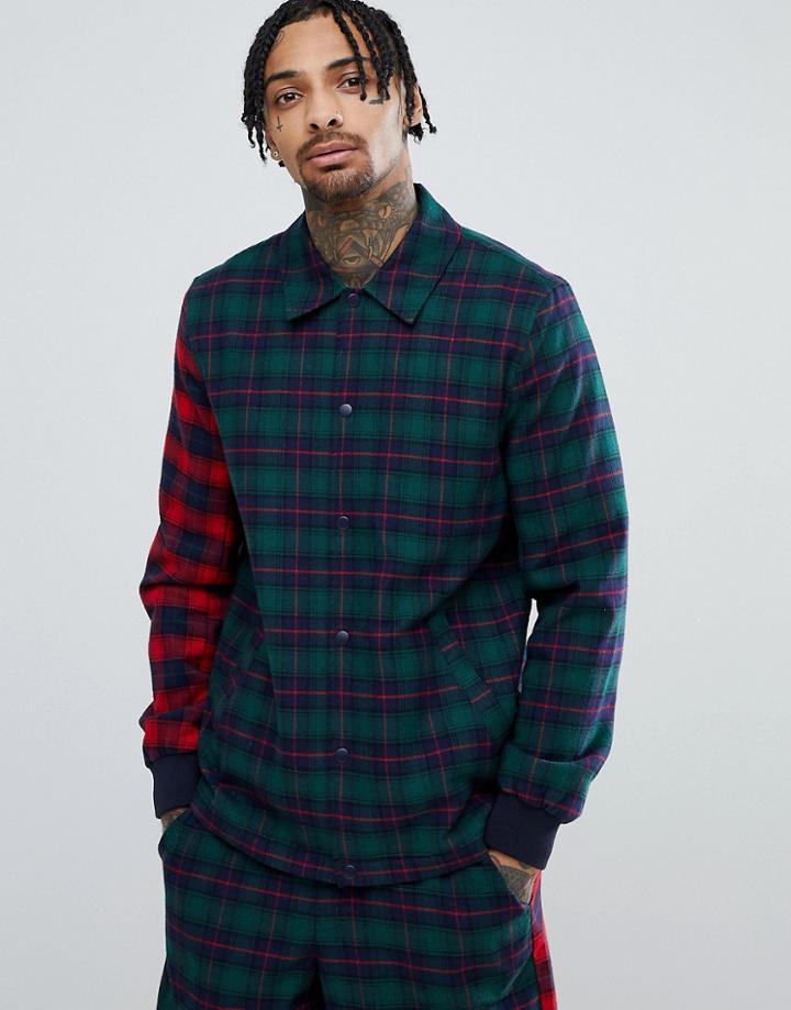 Asos Design Coach Jacket In Check Two-piece - Navy