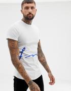 Good For Nothing Muscle T-shirt With Side Logo Print - White