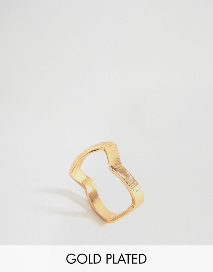 Nylon Gold Plated Zig Zag Ring - Gold