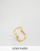 Nylon Gold Plated Zig Zag Ring - Gold