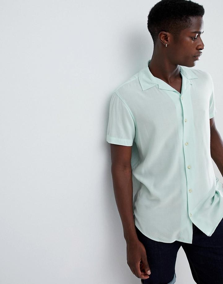 Produkt Revere Collar Short Sleeve Summer Shirt - Green