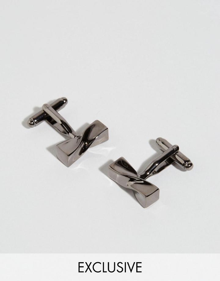 Simon Carter West End Twisted Log Cufflinks In Gunmetal - Silver
