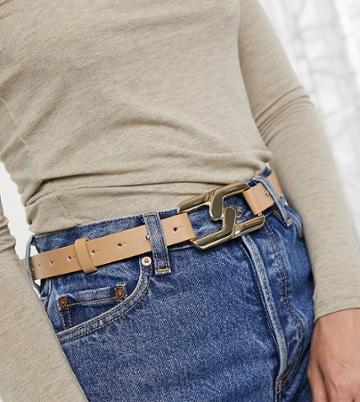 My Accessories London Exclusive Waist And Hip Jeans Belt With Interlocking Chain Link Detail In Camel-neutral