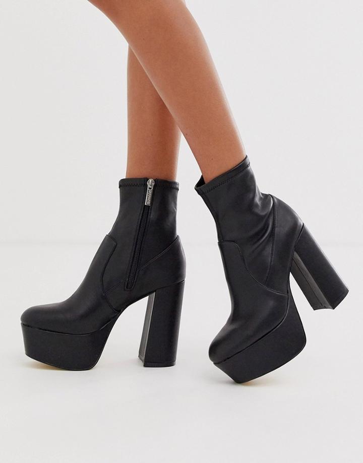 Office Another Level Black Platform Heeled Ankle Boots