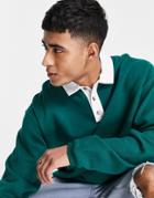 Asos Design Oversized Rugby Polo In Green