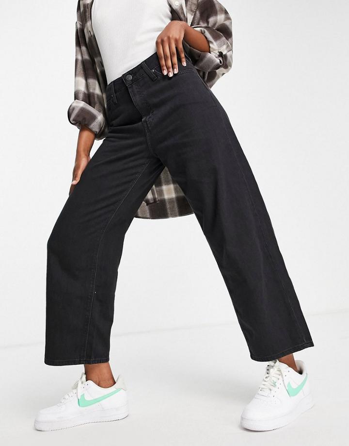 Lee Jeans High Rise Cropped Wide Leg Jeans In Black