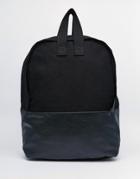 Asos Backpack In Black Canvas With Grab Handles - Black