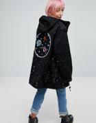 Ragyard Parka Hand Splattered Jacket With Back Patch - Black