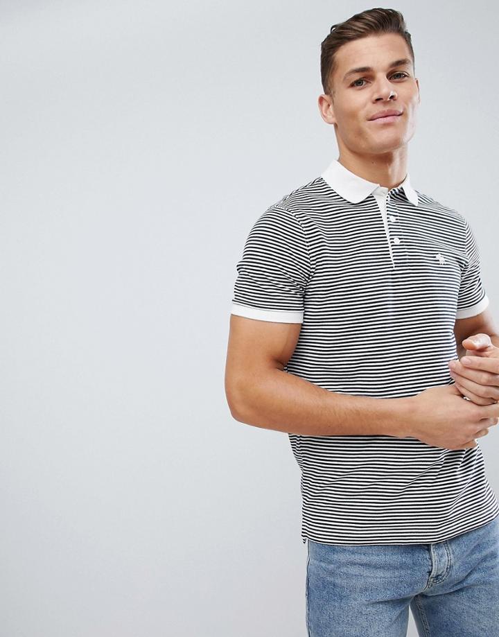 Abercrombie & Fitch Stretch Core Stripe Polo Contrast Collar & Cuff In Navy - Navy