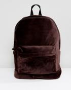 Asos Backpack In Brown Velvet - Brown