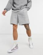 Asos Design Set Oversized Polar Fleece Shorts In Gray Heather-blues