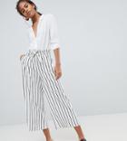 Asos Design Tall Tailored Linen Culotte With Tie Waist In Stripe - Multi