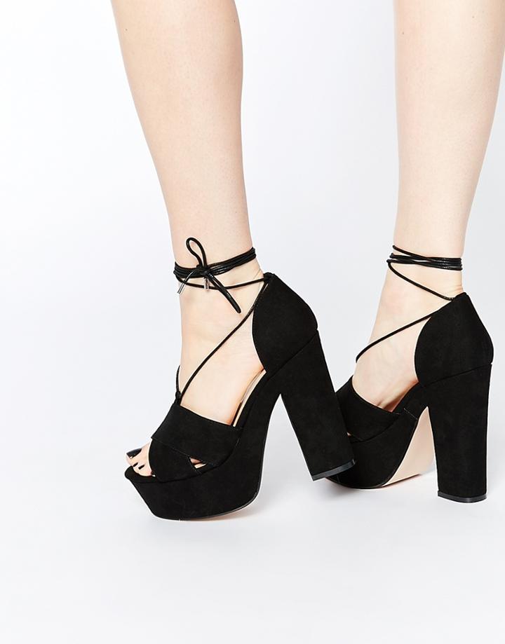 Asos Heath Wide Fit Platform Sandals - Black