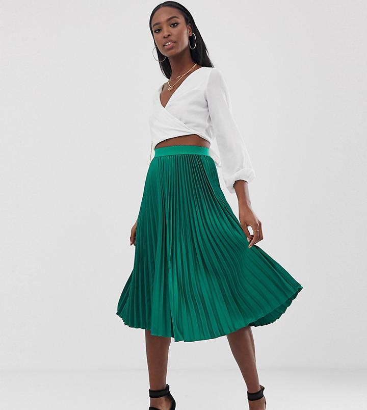 Outrageous Fortune Tall Midi Skater Skirt In Green