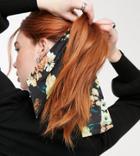 Reclaimed Vintage Inspired Hair Tie Scrunchie In Dark Floral-multi