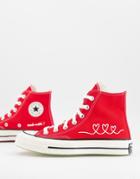Converse Chuck 70 Hi Love Thread Sneakers In University Red