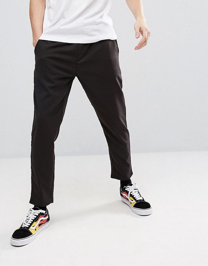 Pull & Bear Cropped Jogger In Black - Black