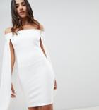 Flounce London Bandeau Mini Dress With Chiffon Cape - White