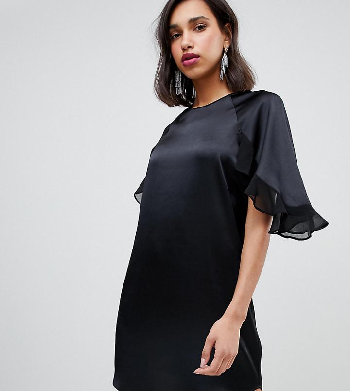 River Island Swing Dress With Frill Sleeve In Black - Black