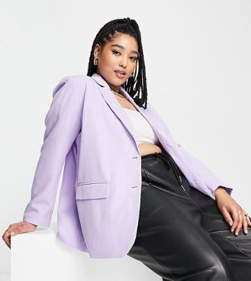 Vila Curve Exclusive Tailored Blazer In Lilac-purple