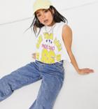 Noisy May Exclusive Cropped Tank Top With Collegiate Motif In White