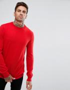 Pull & Bear Cable Knit Sweater In Red - Pink