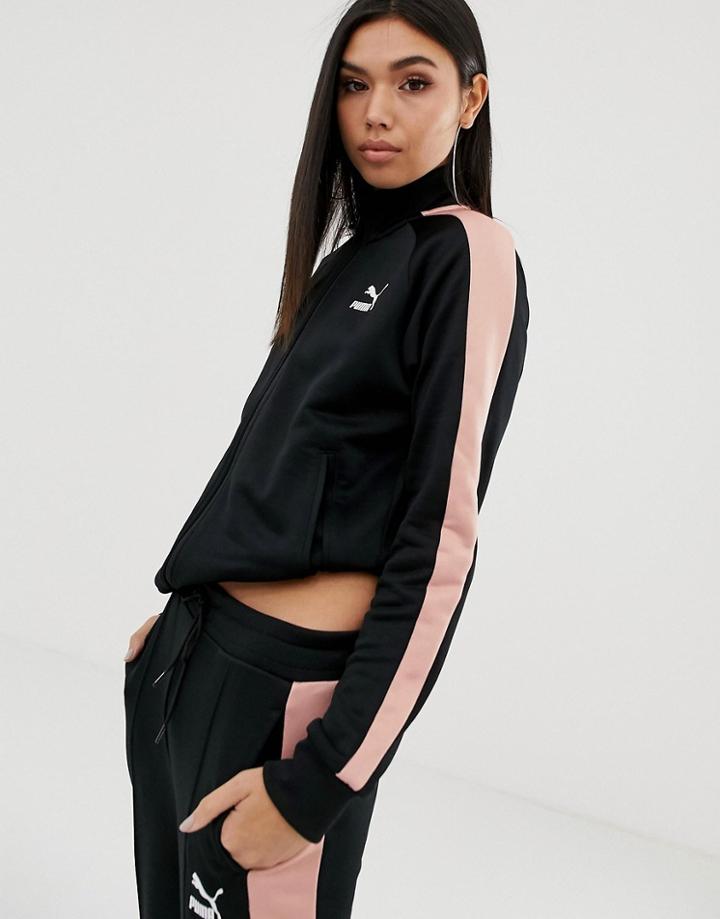 Puma Classics Black And Pink Track Jacket