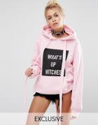 Adolescent Clothing Halloween What's Up Witches Oversized Hoodie - Pink