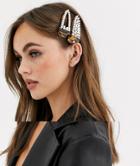 Reclaimed Vintage Inspired Hair Clip Two Pack In Tort And Pearl-multi