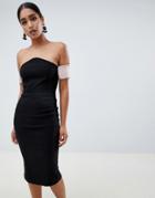 Vesper V Bardot Pencil Dress - Black